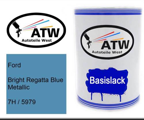 Ford, Bright Regatta Blue Metallic, 7H / 5979: 500ml Lackdose, von ATW Autoteile West.